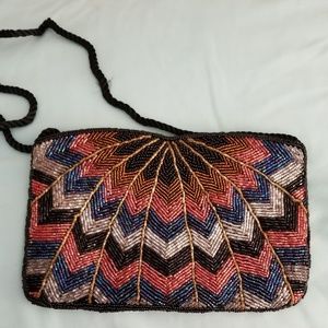 VTG Multi Colored Beaded Shoulder Evening Purse